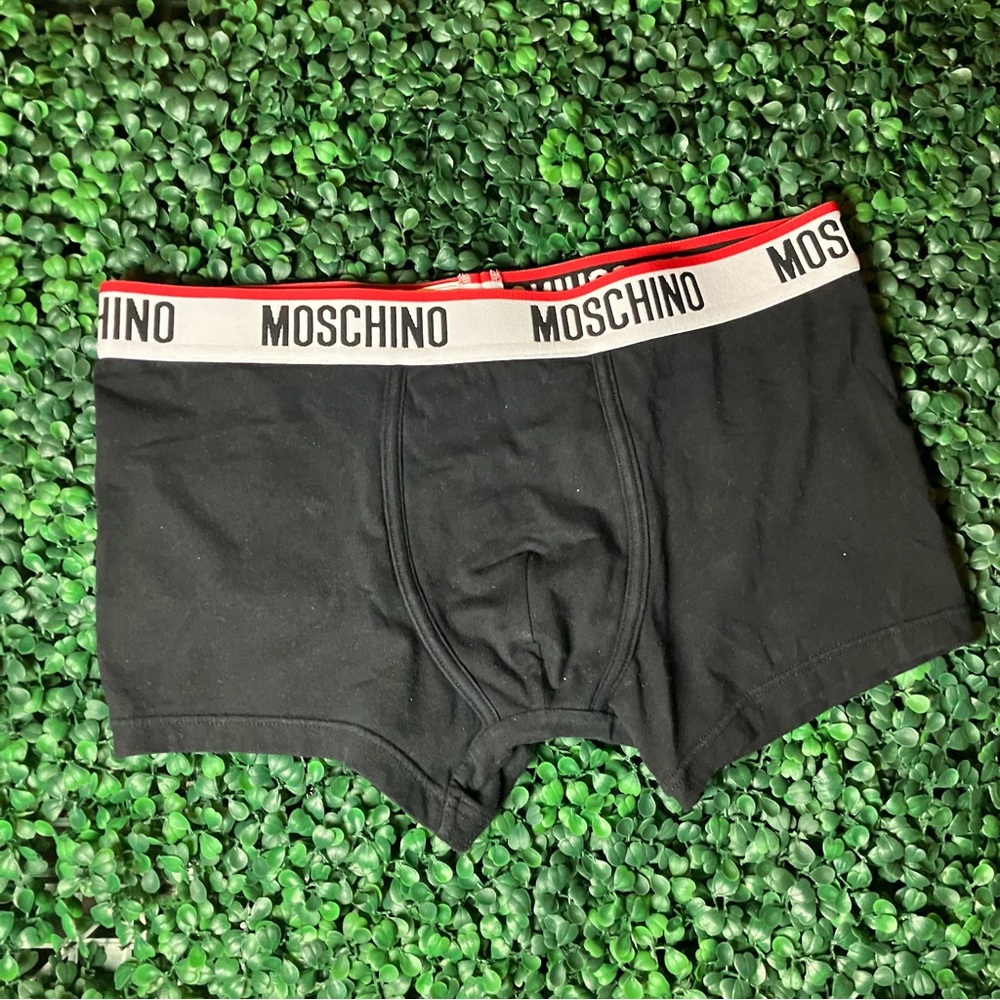 MOSCHINO [NWOT] Black LOGO Boxer Briefs with Branded Waistband Size Medium - Picture 3 of 8